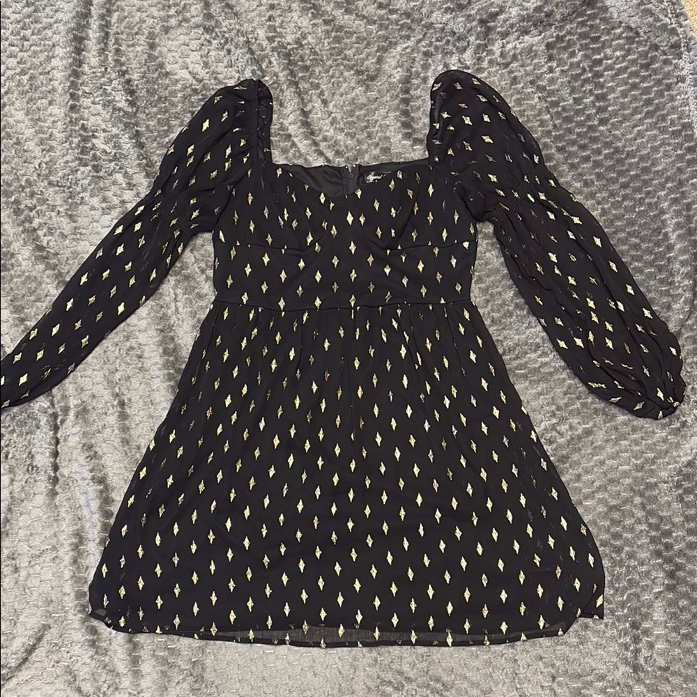 Crystal Doll Black and White Bishop Sleeve Sundress